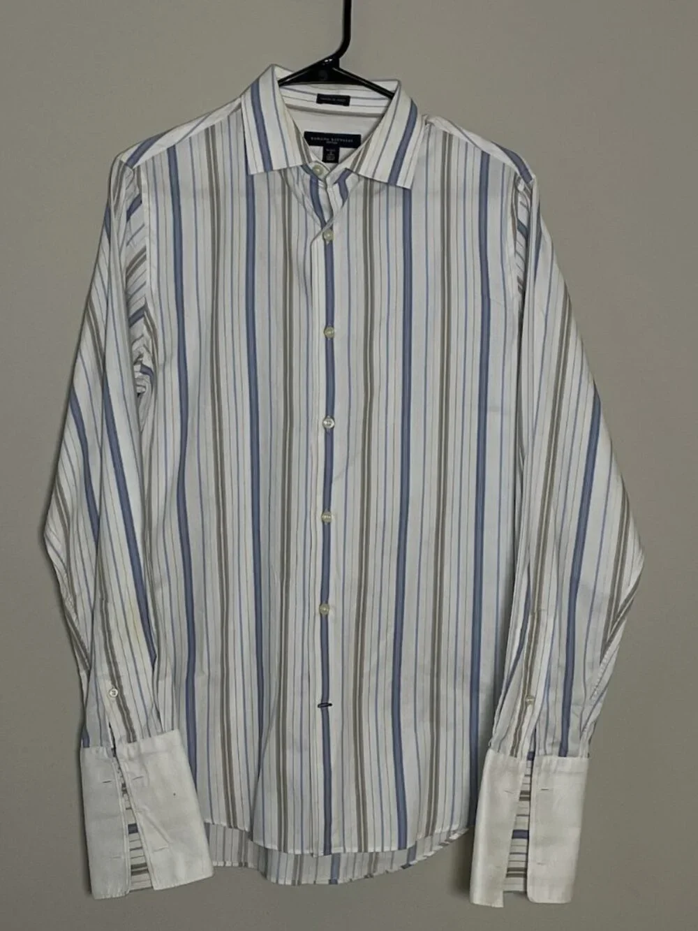 Banana Republic Fitted French Cuff Striped Dress Shirt S 14-14.5 Button-Down